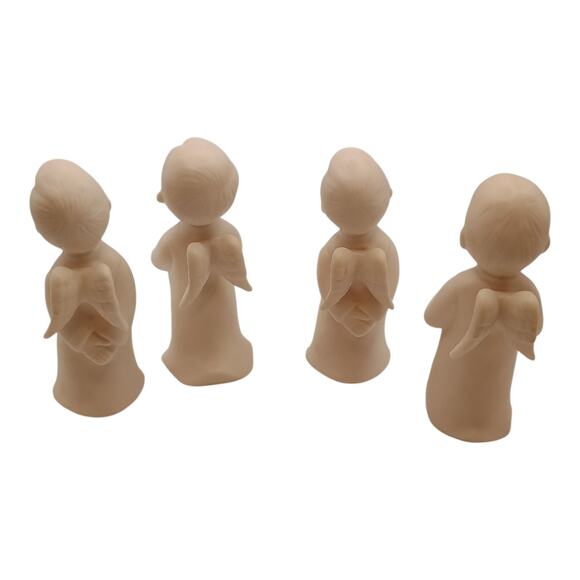 Schmid Bros 1950-1960's Porcelain Christmas Carolers Choir Boys Angels Set Of 4 - Picture 5 of 9